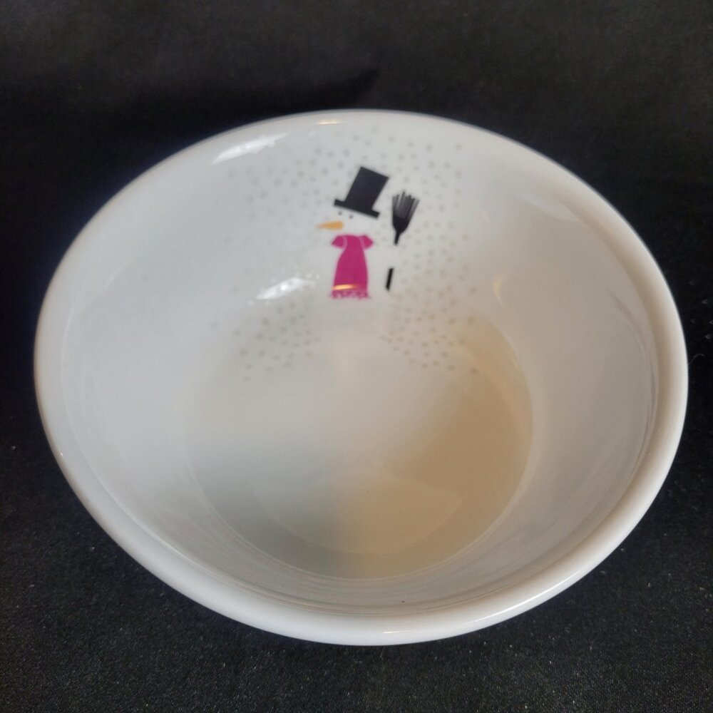 BODUM Snowman Snowflake 6" Cereal Soup Bowl French Holiday Winter Christmas Exc